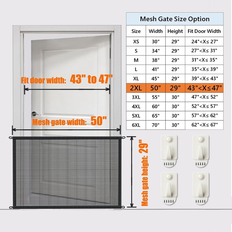 Cupount Dog Gate for Stairs Pet Gates for The House: Dogs Screen Mesh Gate for Doorways Stairways Indoor 29 inch Tall, 50 inch Wide Fits 44-47 inch Openings - Image 3